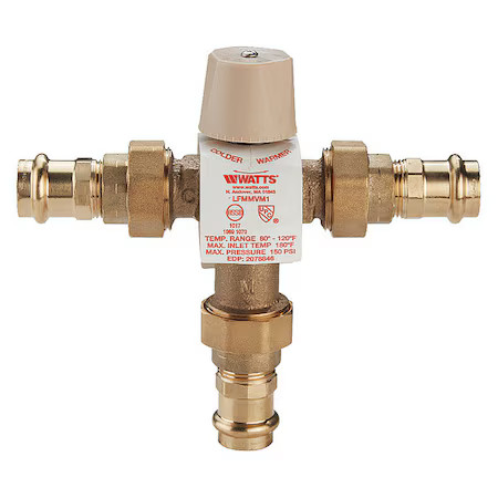Watts 1 Lfmmvm1-Ut-Press Mixing Valve, 0.5 To 12 Gpm, 1″ Inlet Sz