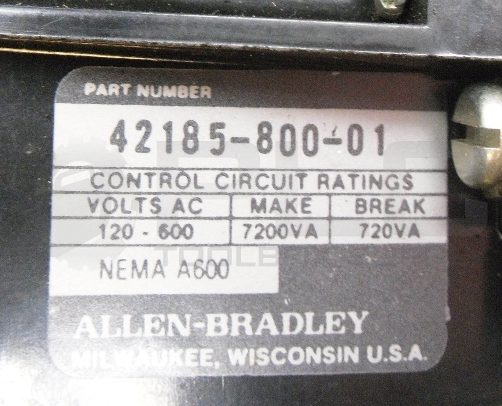 ALLEN BRADLEY 509-AOD /B W/ CB236 W/ 42185-800-01 W/ 595-A /B W/ W36 595-A02 /A