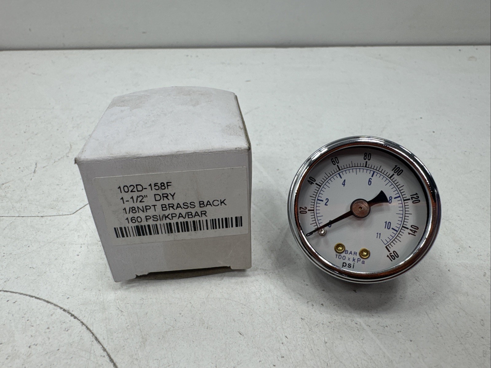 (Qty.7) 102D-158F 1-1/2″ Stainless Industrial Pressure Gauge 0-160psi 1/8″ NPT