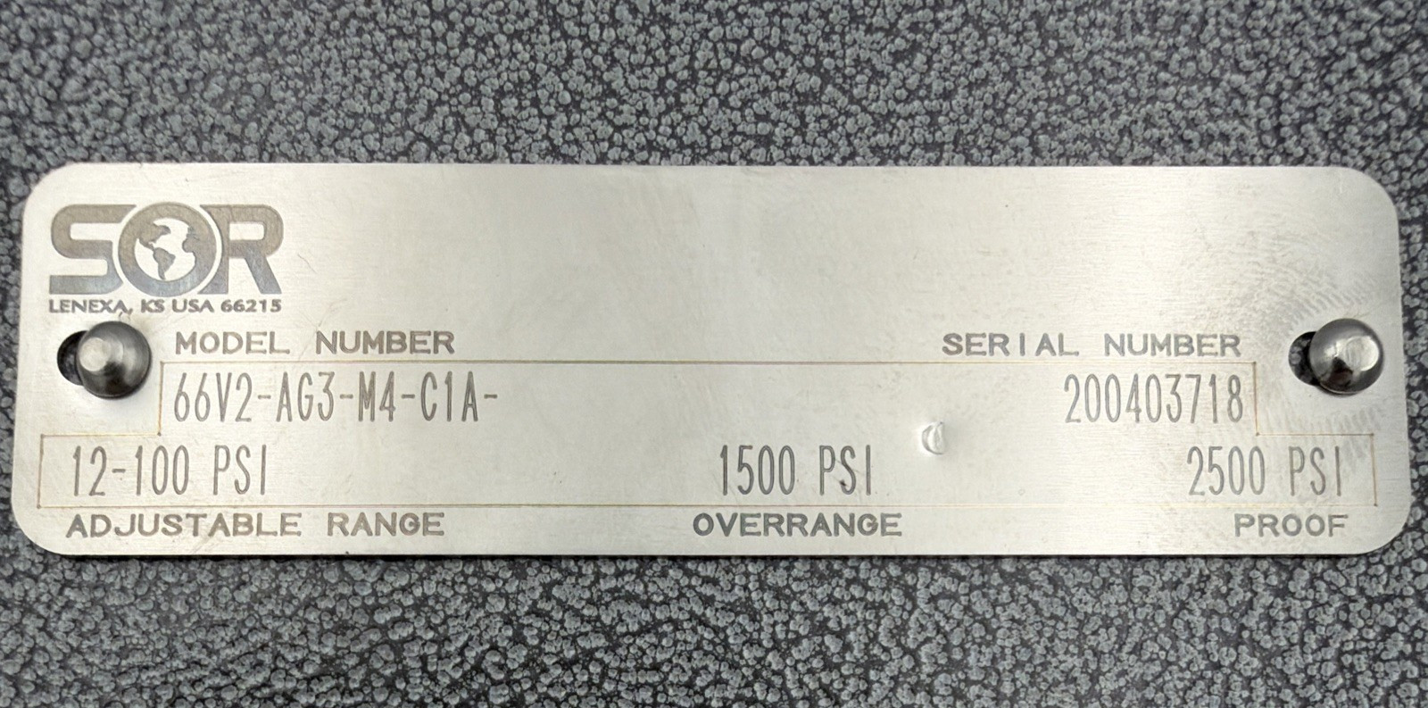 SOR 66V2-AG3-M4-C1A PRESSURE SWITCH