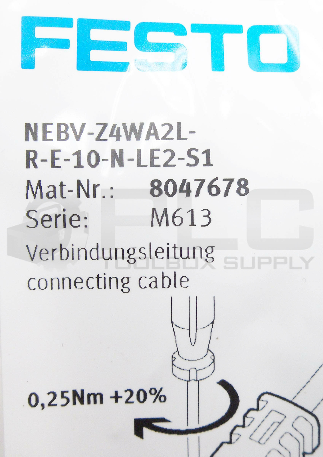 NEW SEALED FESTO NEBV-Z4WA2L-R-E-10-N-LE2-S1 CONNECTING CABLE 8047678 SER M613