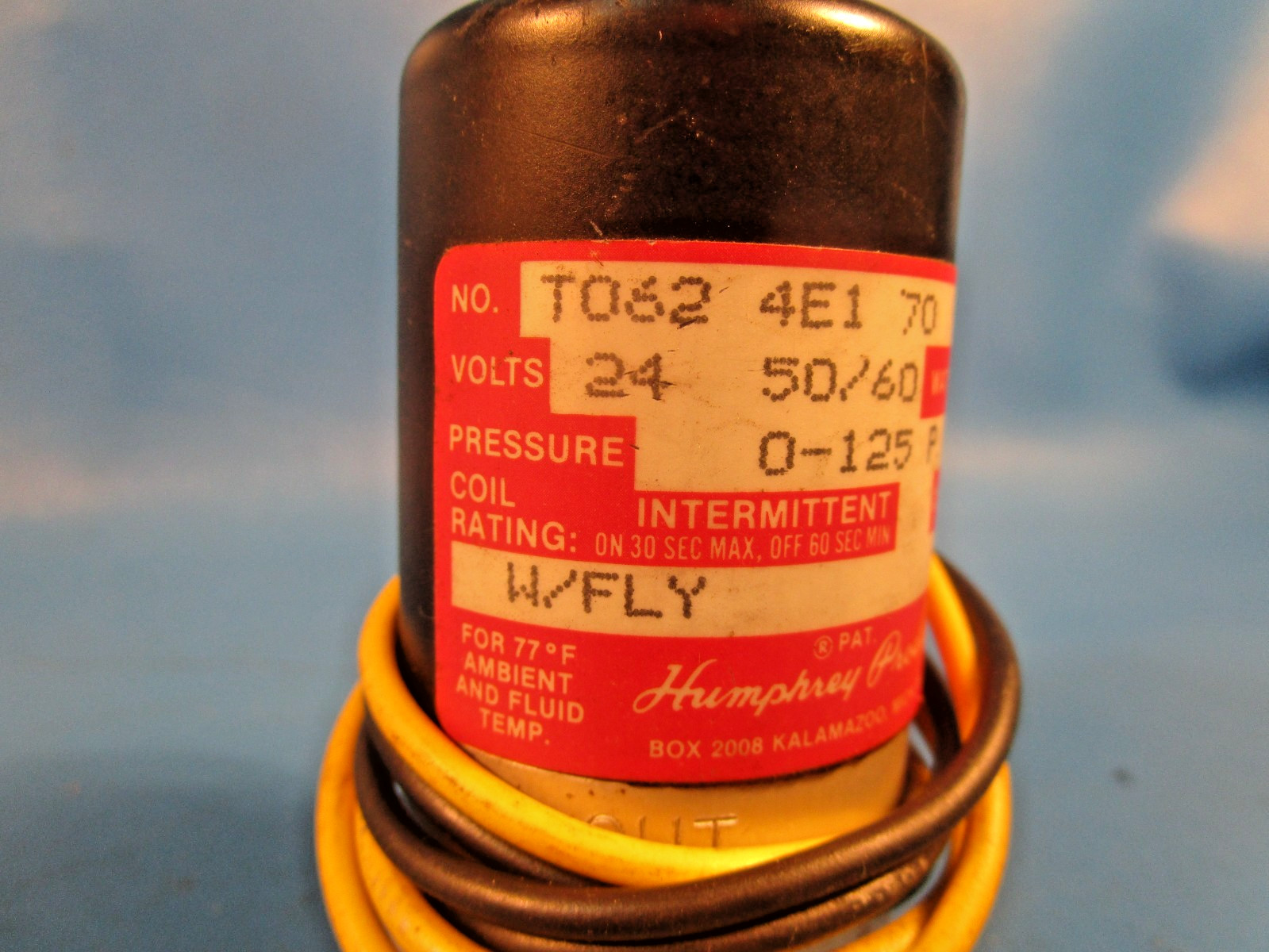 Humphrey T062E1 3 10 36, 120-50/60 SOLENOID VALVE, C0188, INTERMITTENT, 8.2W