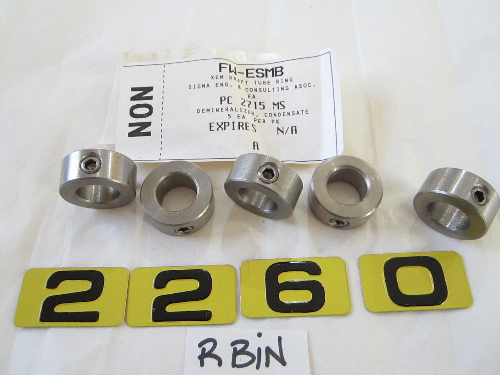 SIGMA ENGINEERING 2715 TUBE RING, DEMINERALIZER LOT OF 5
