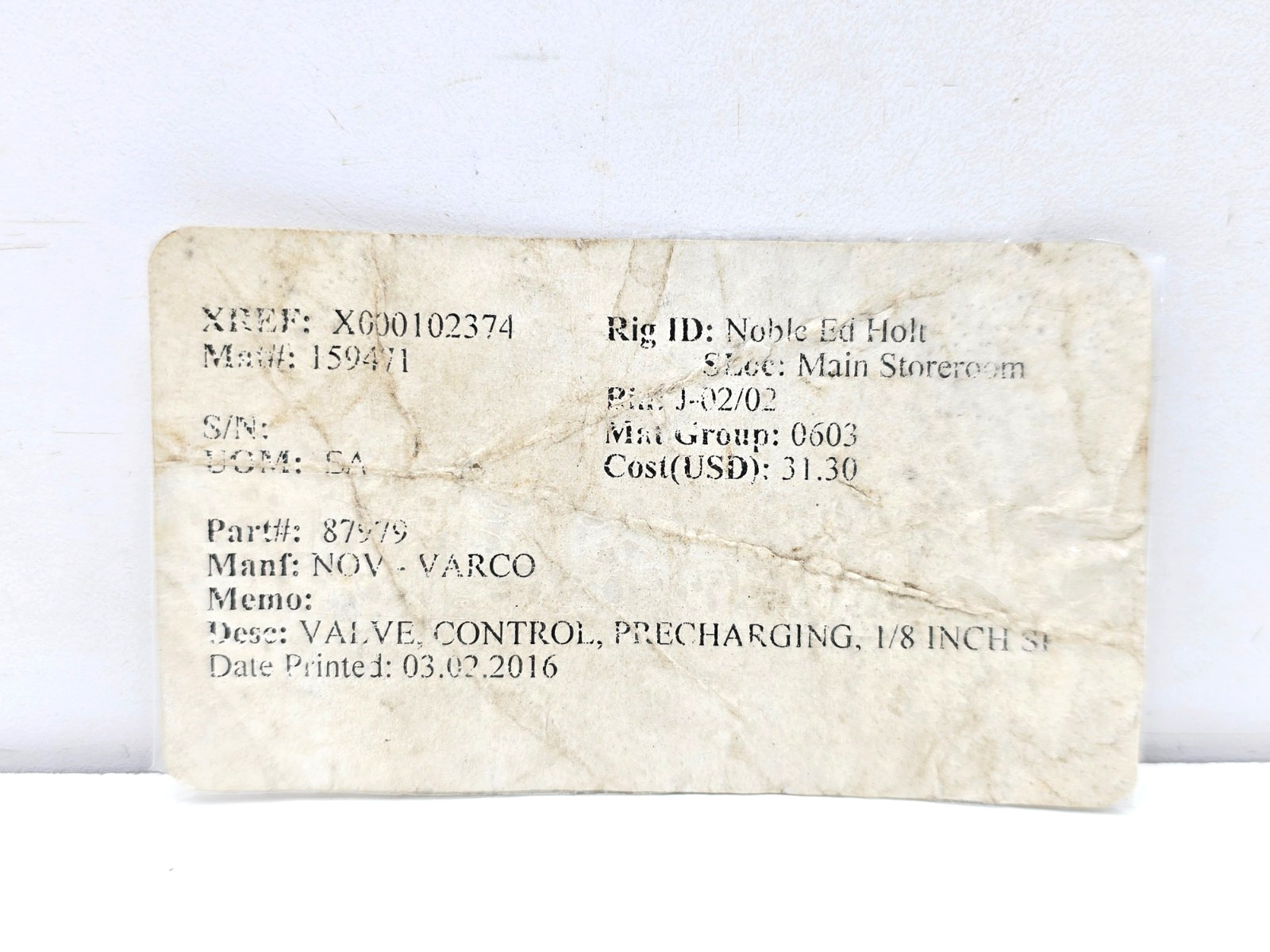 87979 NOV VARCO PRECHARGING AIR CANTROL VALVE 1/8″ LOT OF 4