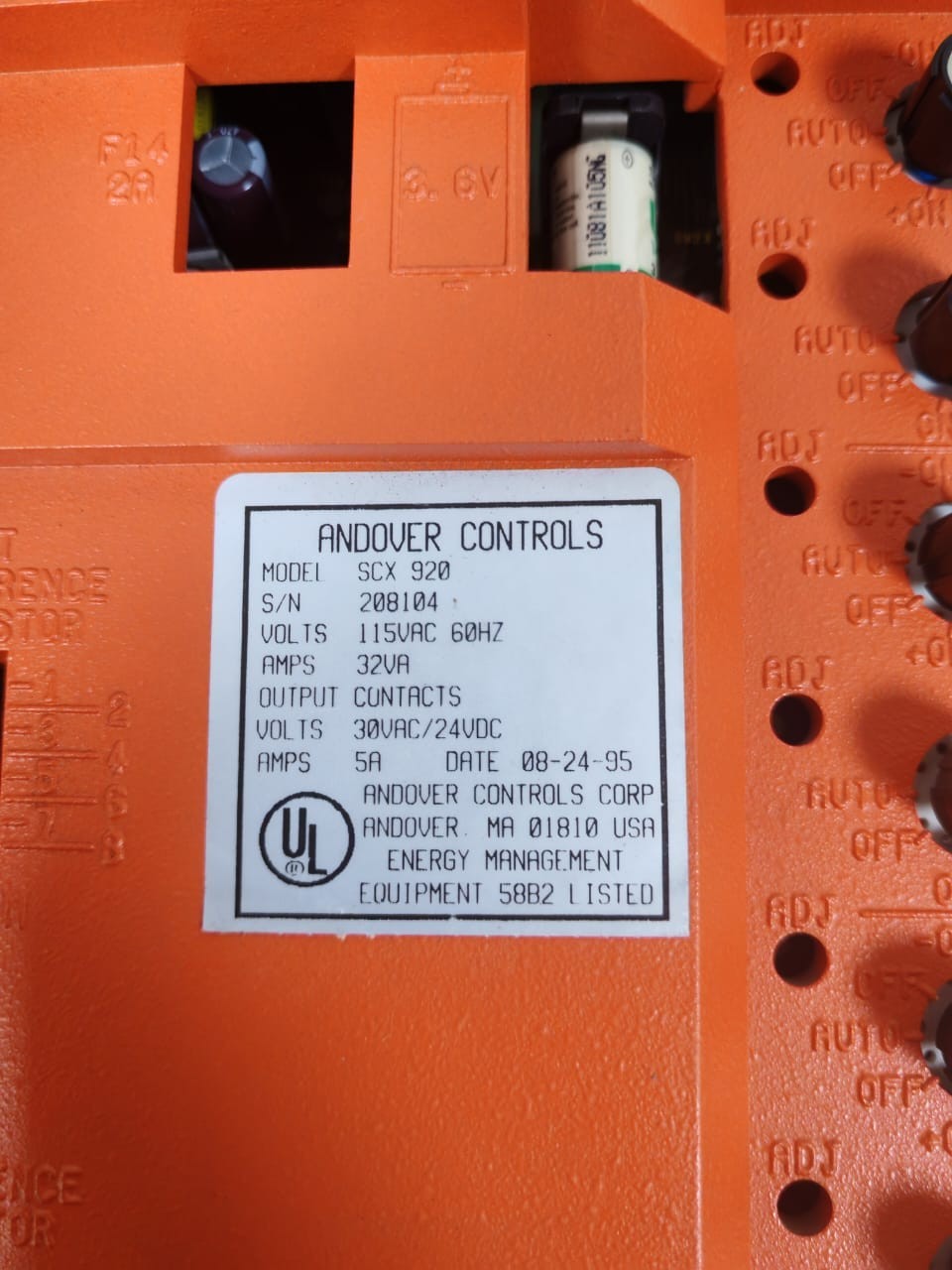 INFINITY ANDOVER CONTROLS SCX 920 115 VAC 60HZ