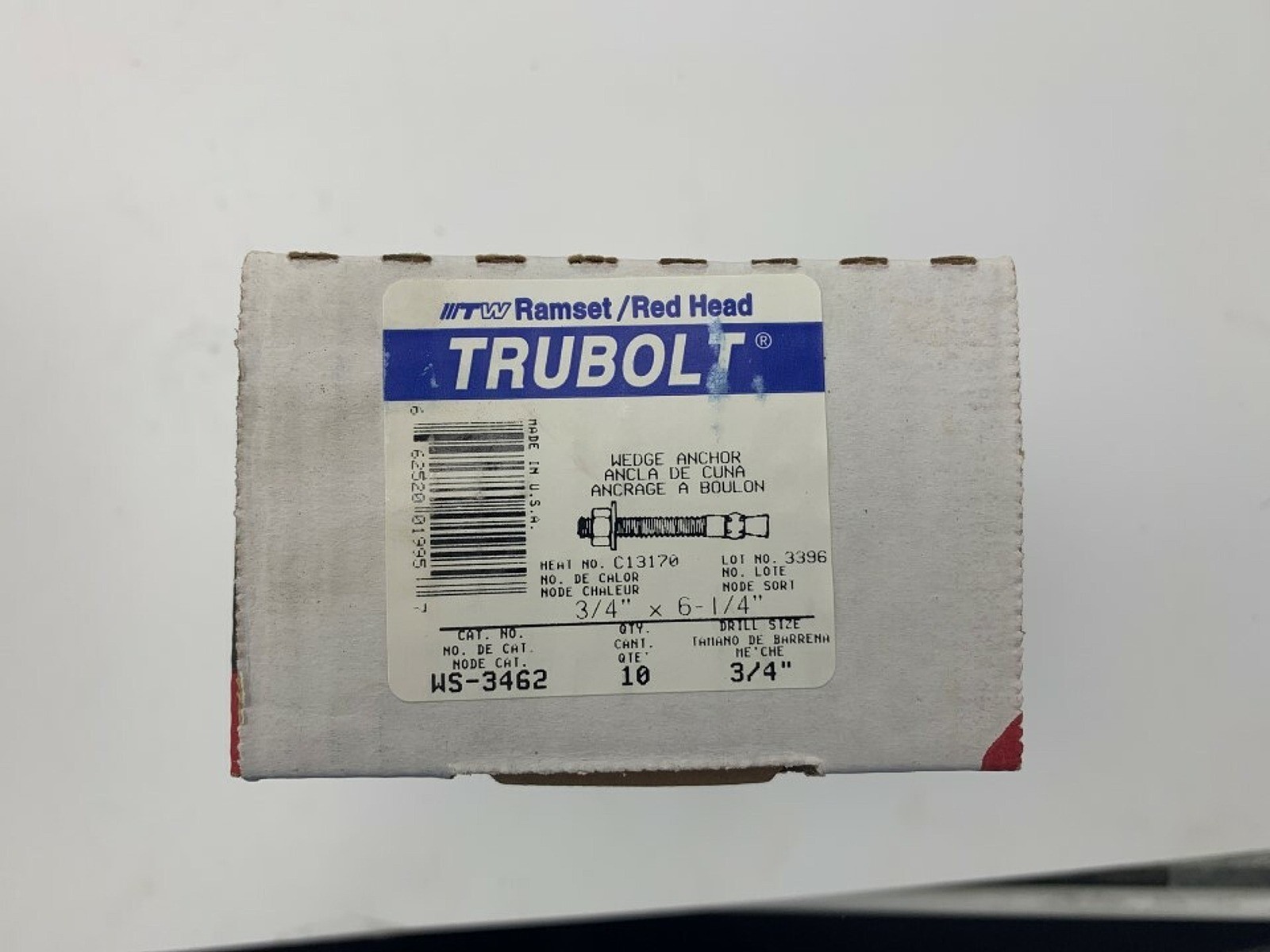 x10 Trubolt WS-3462 , 3/4″ x 6 – 1/4″ Concrete Wedge Anchors