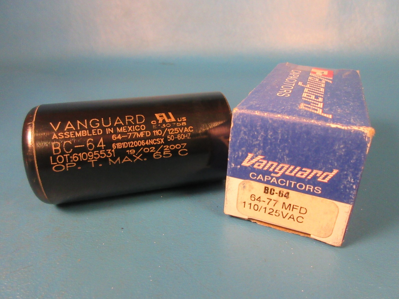 Vanguard HVAC BC-64, 64-77 MFD Motor Start Capacitor 110/125 VAC (Packard, MARS)