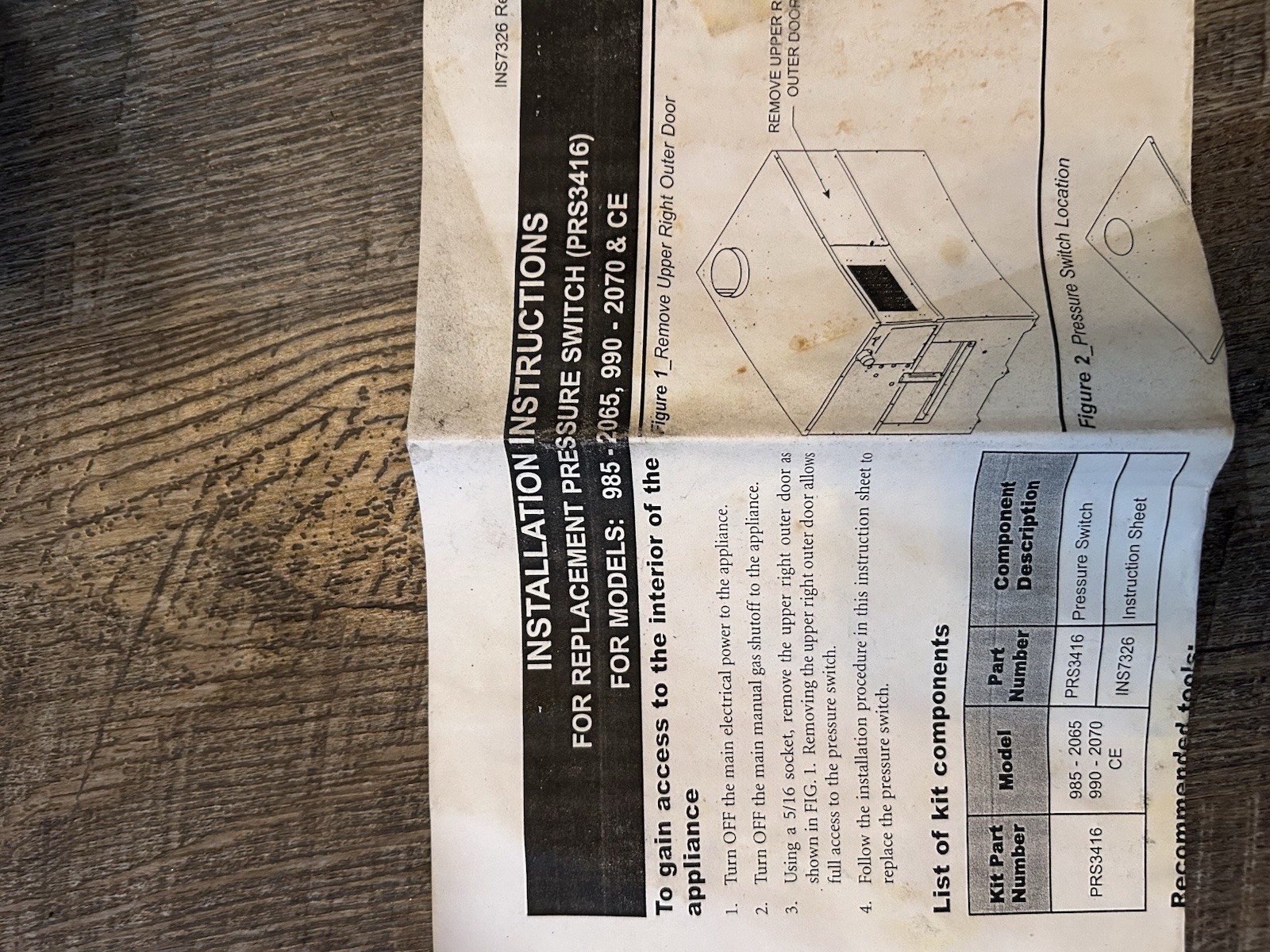 lochinvar prs3416 Pressure Switch