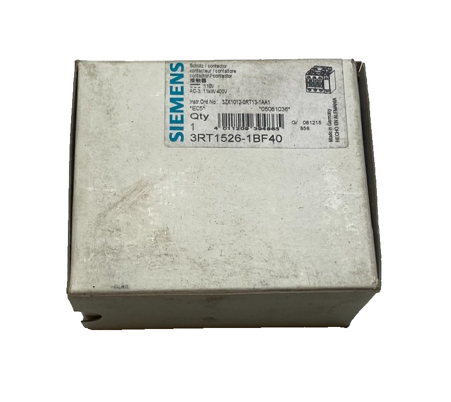 SIEMENS 3RT1526-1BF40 CONTACTOR AC3 2NO-2NC 3PH 4-POLE 25A 600V