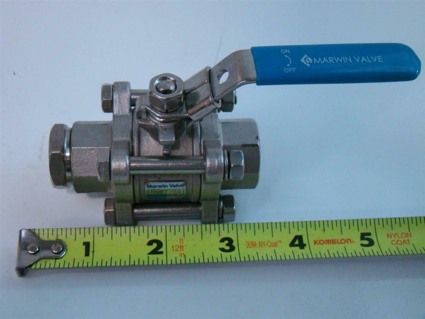 Marwin 3pc Ball Valve 1/2″ NPT with 3/8″ Bushing CF8M 316 Stainless 8035213 MV87