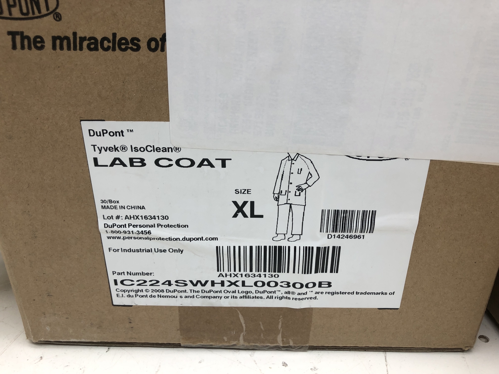 (QTY.3) DUPONT IC224SWHXL00300B XL INDUSTRIAL LAB COAT
