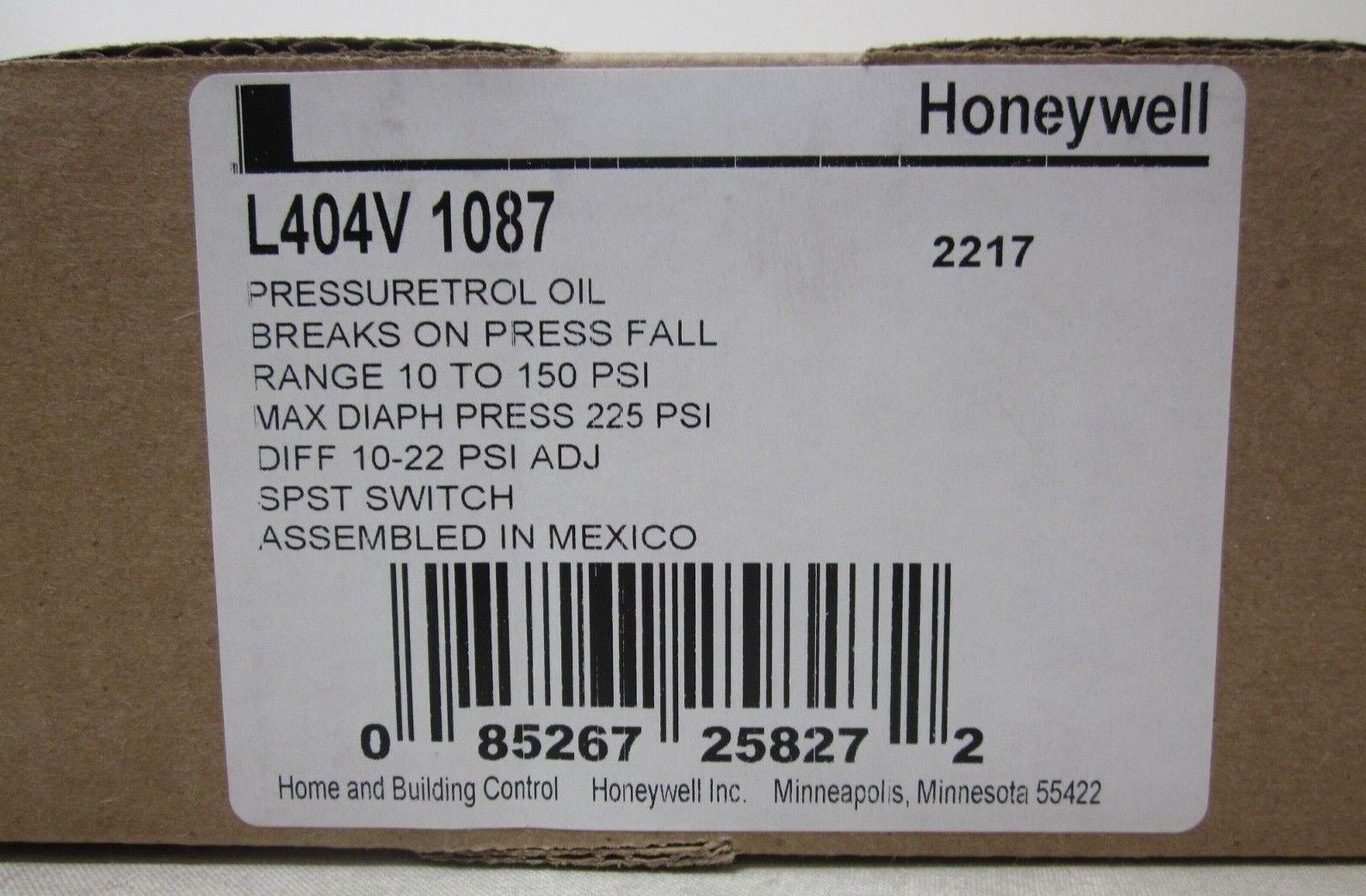 HONEYWELL L404V1087 PRESSURETROL CONTROLLER