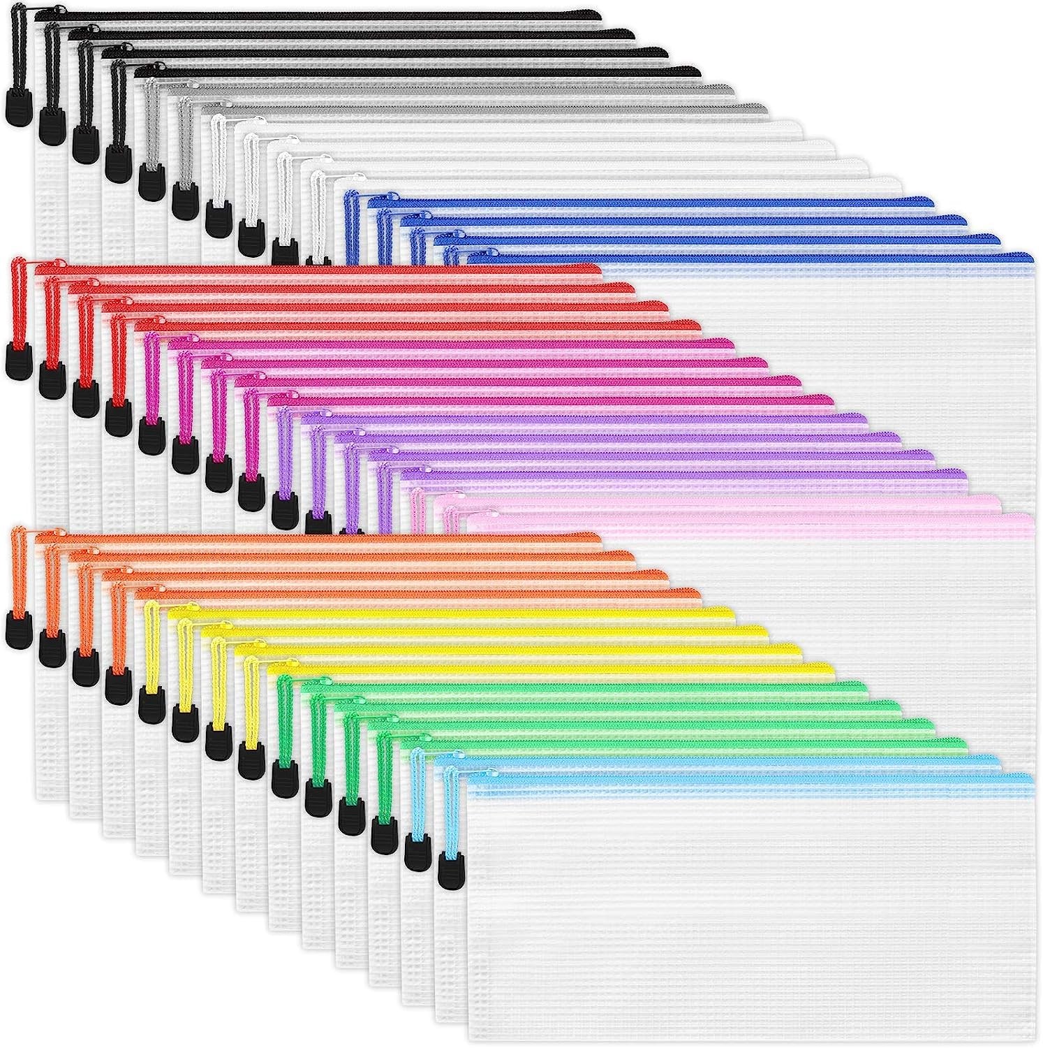 LABUK 42pcs Small Zipper Pouch, 9.5×4.3 Inches Mesh Multicolored