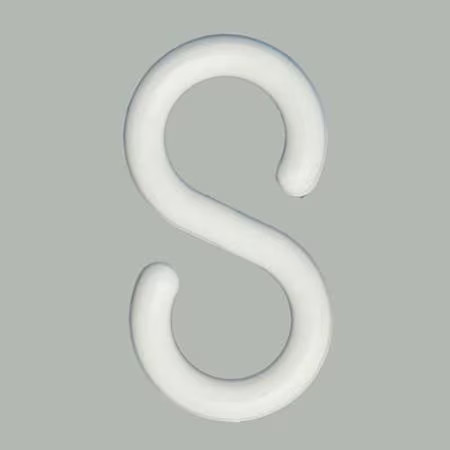 S-Hook For Plastic Chain Barrier, White, 2 93/100 In Length, Gloss, 80301-10