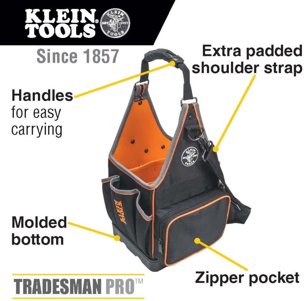 Klein Tools 554158-14 Tradesman Pro Organizer 8-Inch Tote Electrician’s Tool Bag