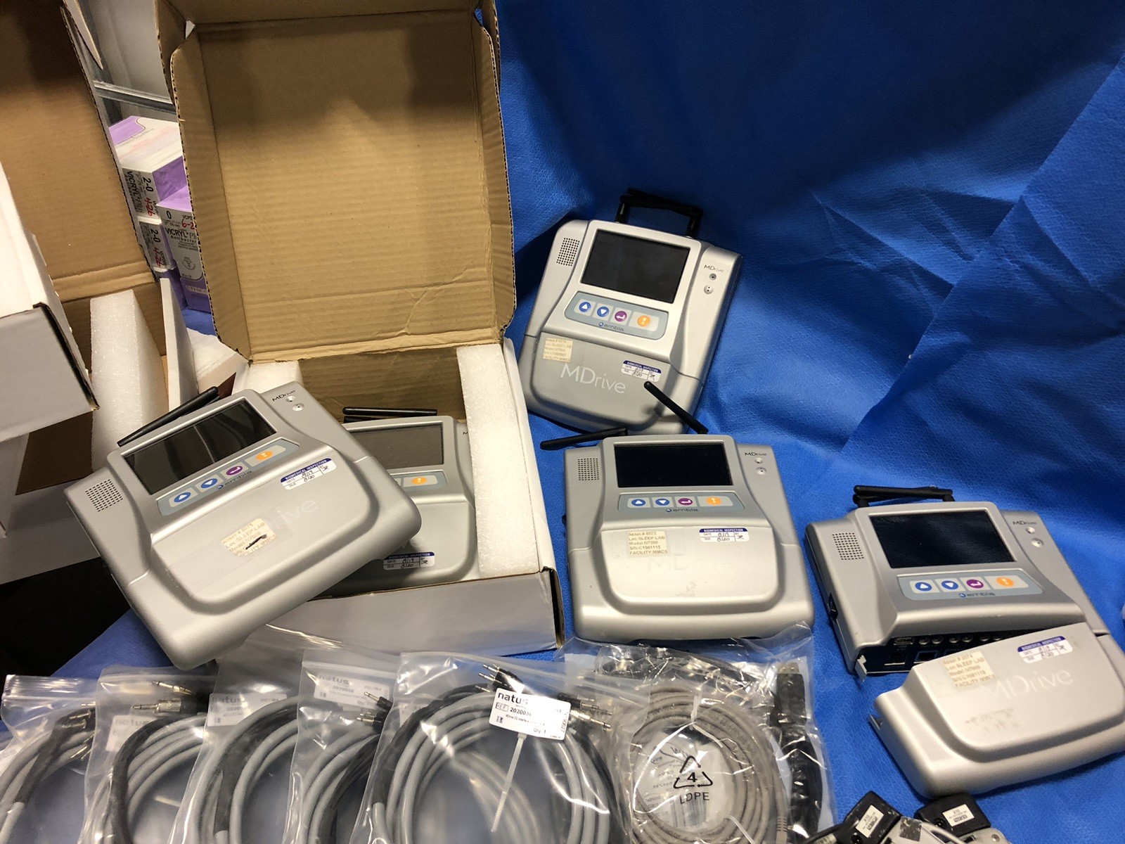 Embla Natus N7000 MDrive Consoles, Patient Units, Cradles, Cables – Used – 1 LOT