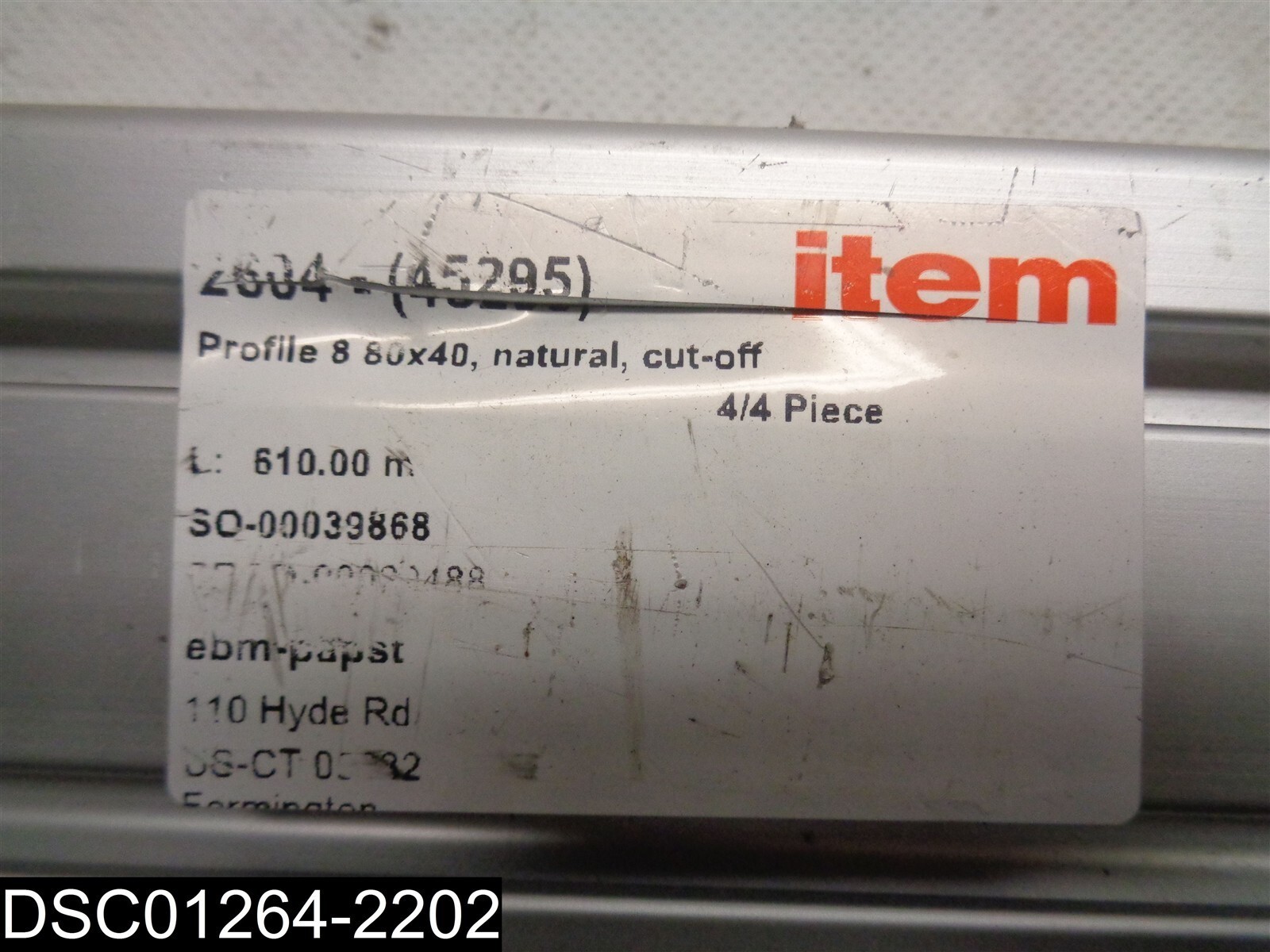 2604-(45295) Item Profile 80X40 Natural Cut Off 24″ x 3″ x 1-1/2″