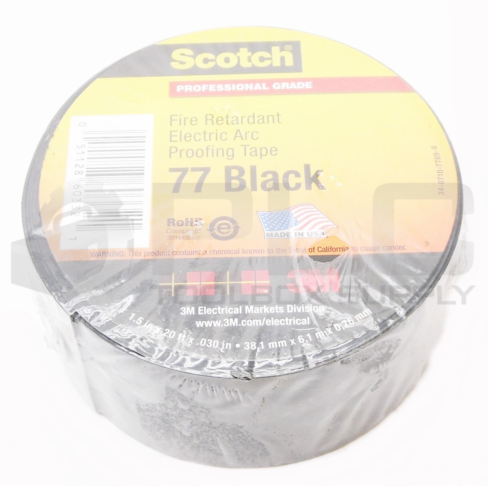 LOT OF 2 3M SCOTCH BLACK 77 FIRE RETARDANT ELECTRIC ARC PROOFING TAPE 1.5″X20′