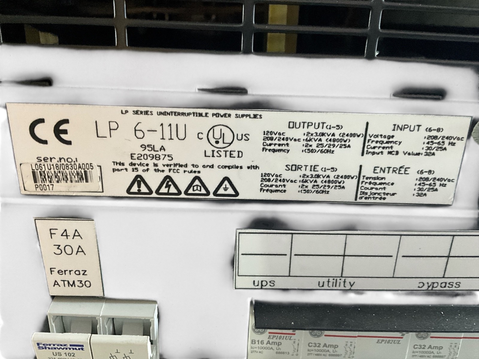 GEDigital Energy LP-6-11U Online UPS 230V 6-11kVA Industrial Power Backup System