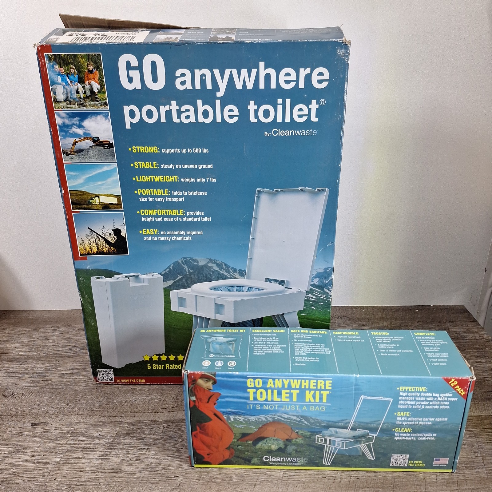 Cleanwaste GO Anywhere Portable Folding Toilet With 12 Bags New