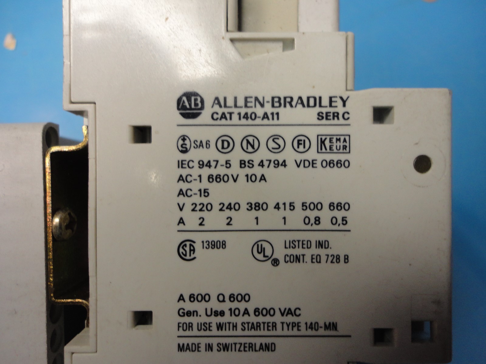 Used Allen Bradley Combo, 140-MN-0100 W/140-A11 Ser C, 100-A09ND3 Ser B, 140-DC1