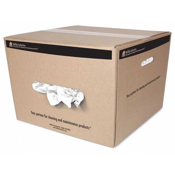 Buffalo 10524 Recycled Cotton T-shirt Cleaning Cloth 25 lb. Varies, Wh