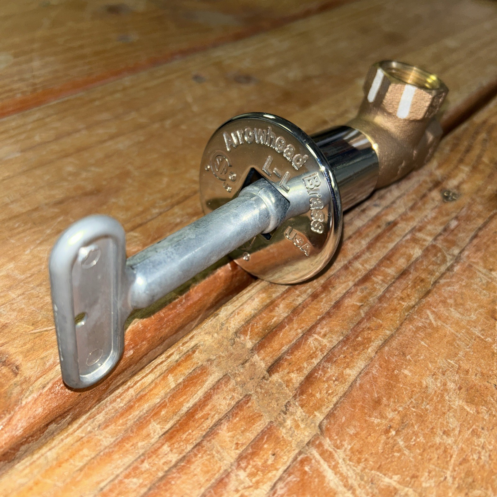 Arrowhead Brass 258 Straight Gas Log Lighter Valve with Chrome Flange and Key