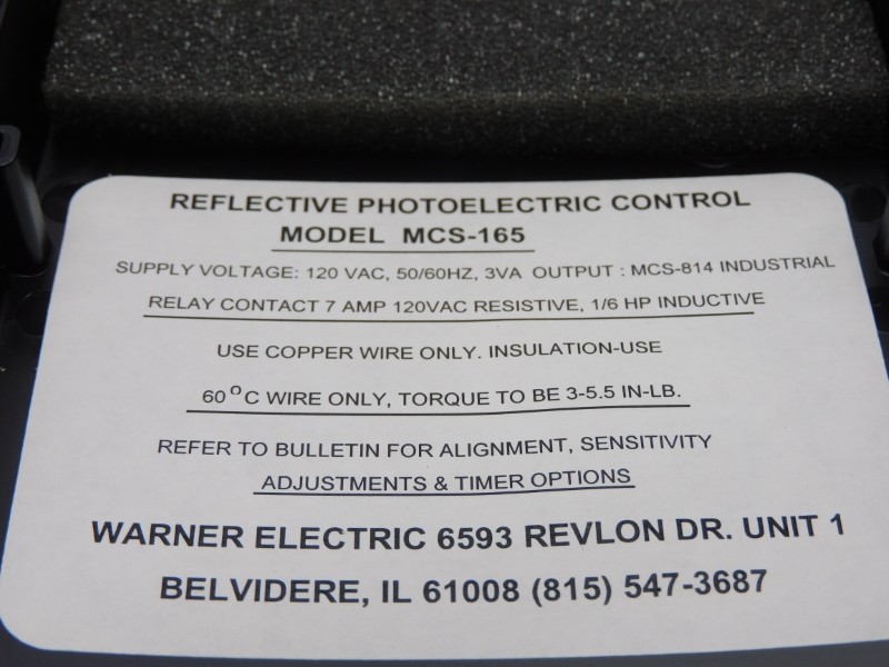 WARNER ELECTRIC 7120-448-015 MCS-165 W/ 814 120VAC 7A NSMP