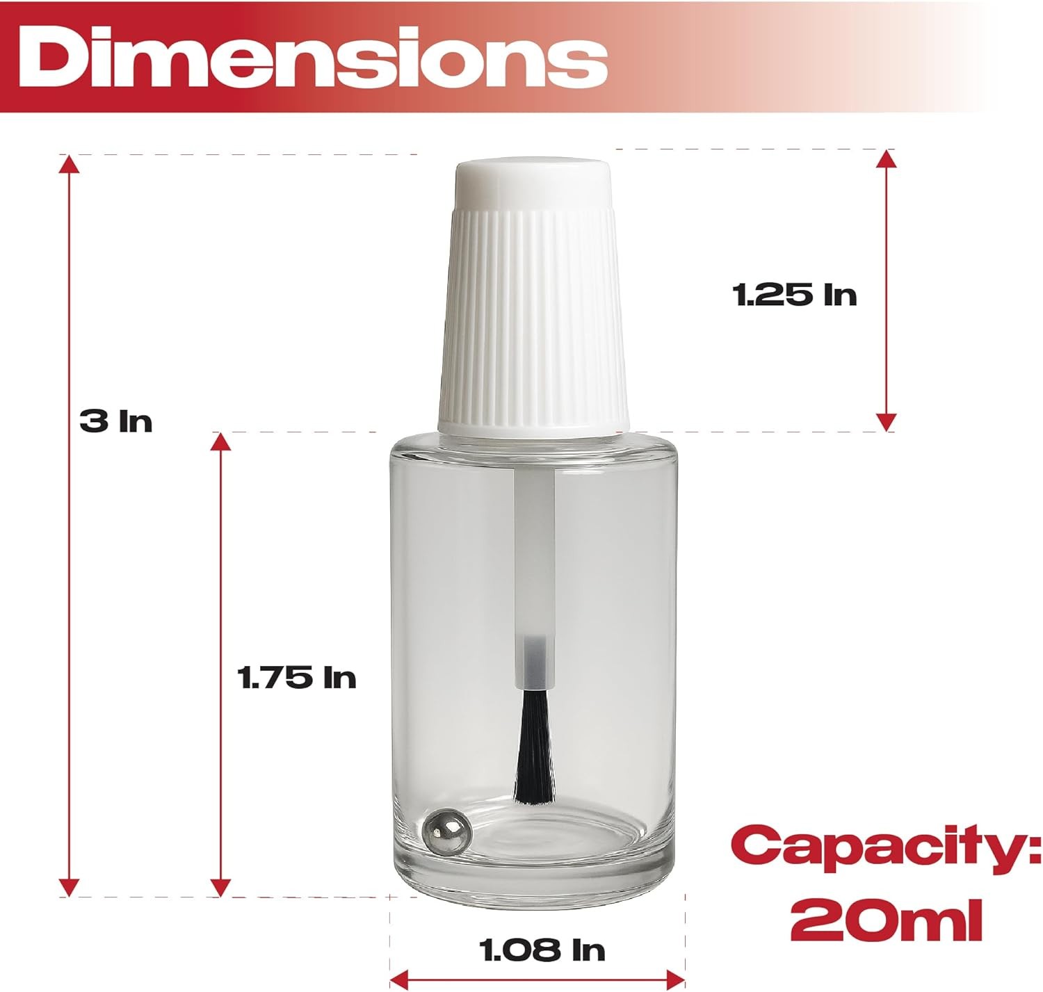 50 Pack 20ml Empty Brush Bottles with Mixing Ball, Paint Touch-Up Bottles