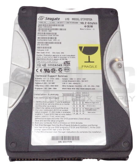NEW SEAGATE 9R5002-303 U SERIES ST310212A 10 HARD DRIVE HDD, 10.2GB