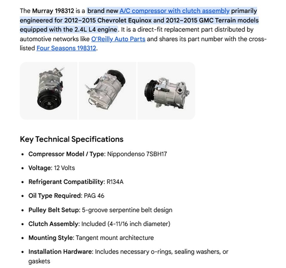 1 NEW MURRAY 198312/7SBH17 A/C COMPRESSOR NIB ***MAKE OFFER***