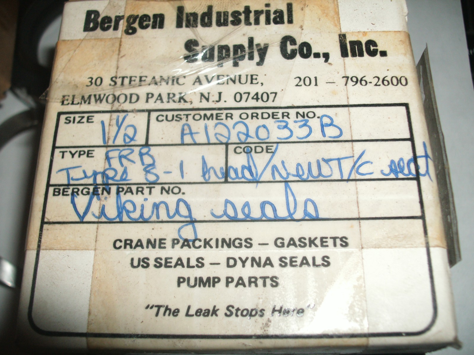 VIKING PUMP 1.5″ FRB TYPE 8-1 MECHANICAL SEAL W/2 TUNGSTEN CARBIDE SEATS