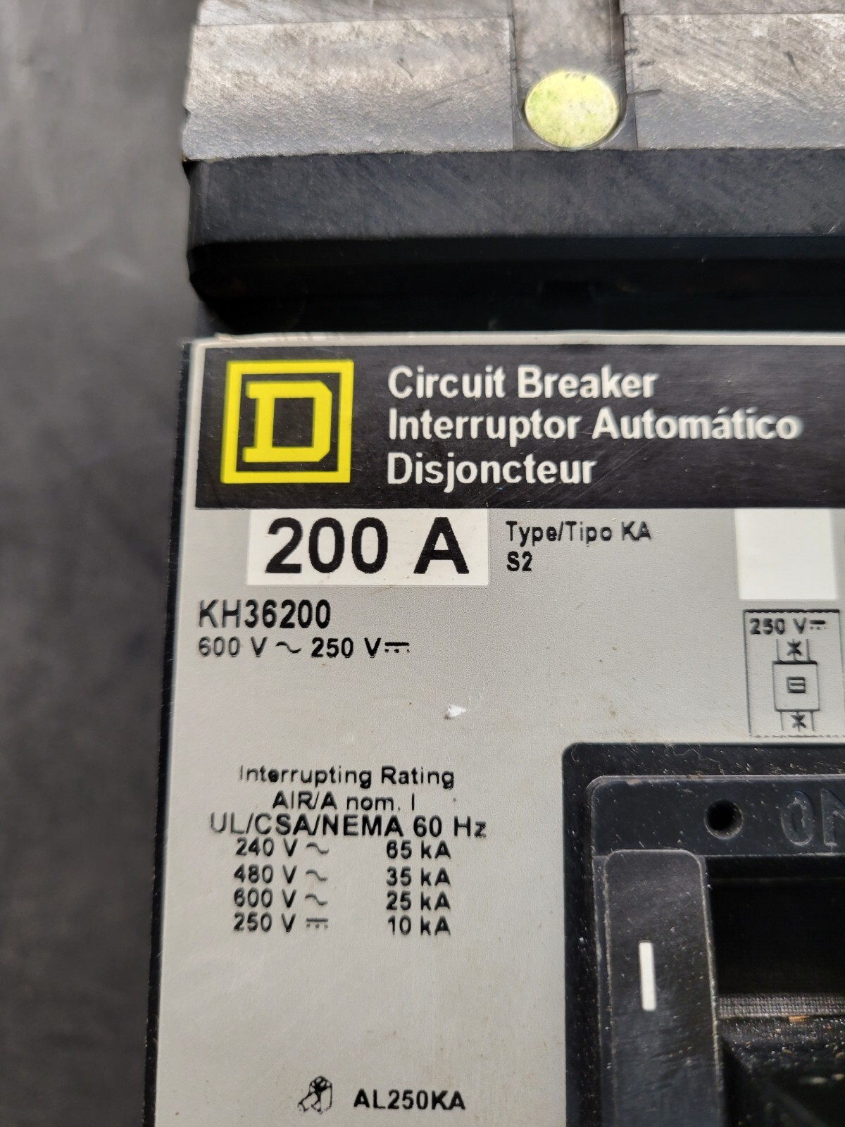 Square D KH36200 Circuit Breaker.
