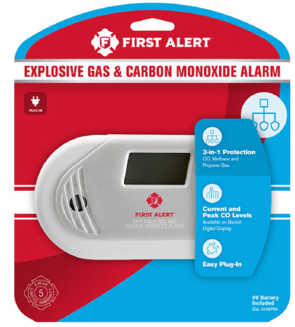 First Alert Plug-in Natural Gas Detector Propane Detector Carbon Monoxide Detect