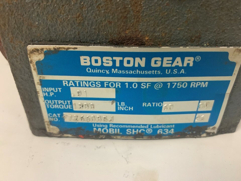 Boston Gear Model: F72660B5J Ratio: 60 Input HP: 0.91