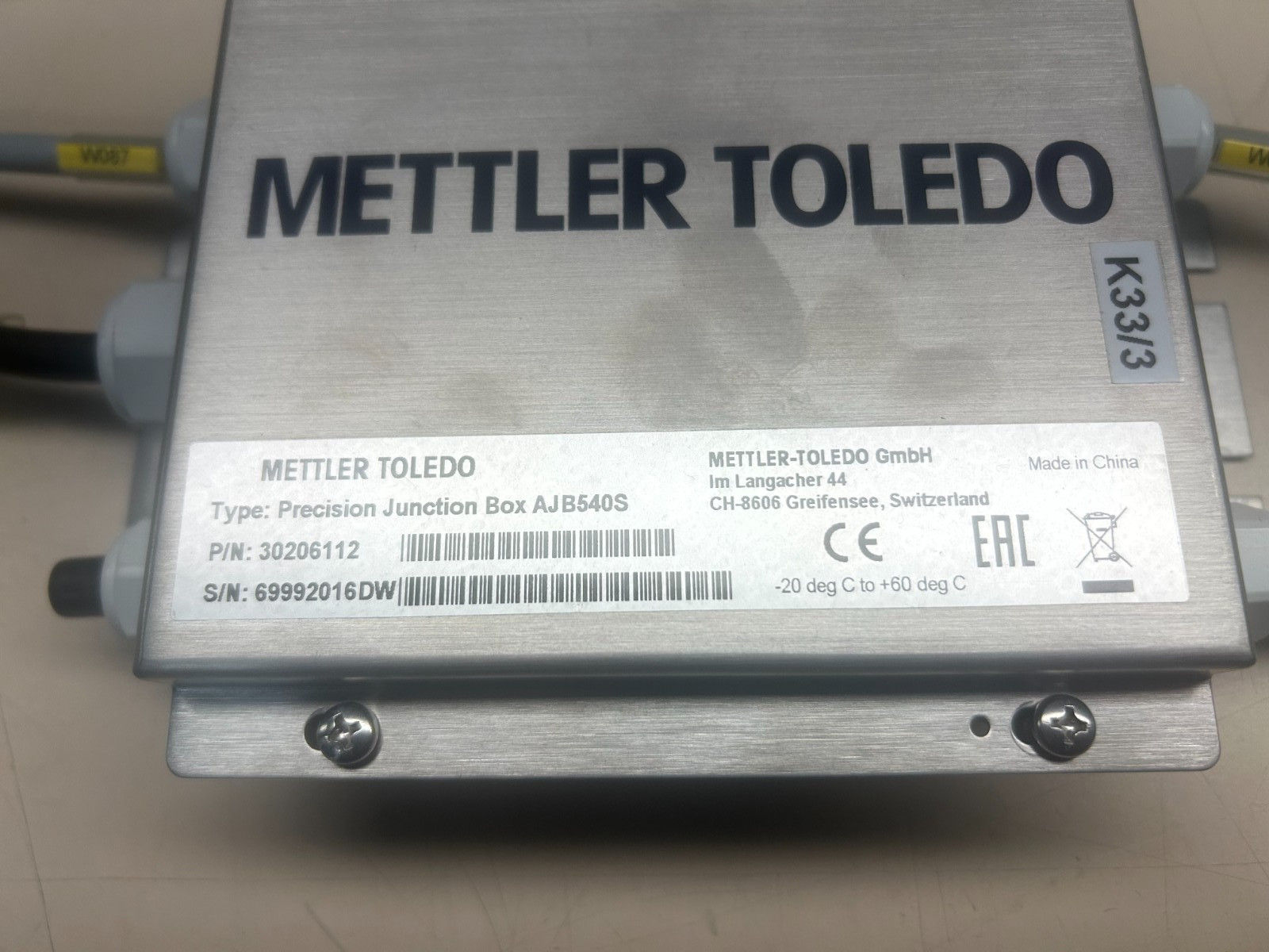 Mettler Toledo AJB540S Precision Junction Box p/n 30206112 w/ cables cut