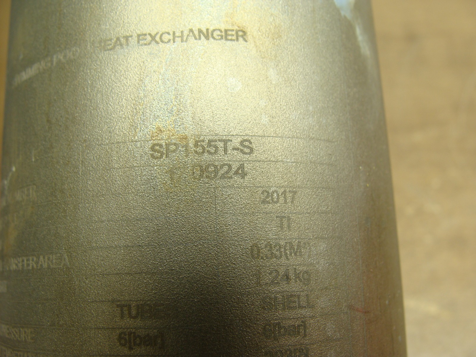 AB TITANIUM SHELL & TUBE HEAT EXCHANGER SP-155T-S 155,000 BTU/HR