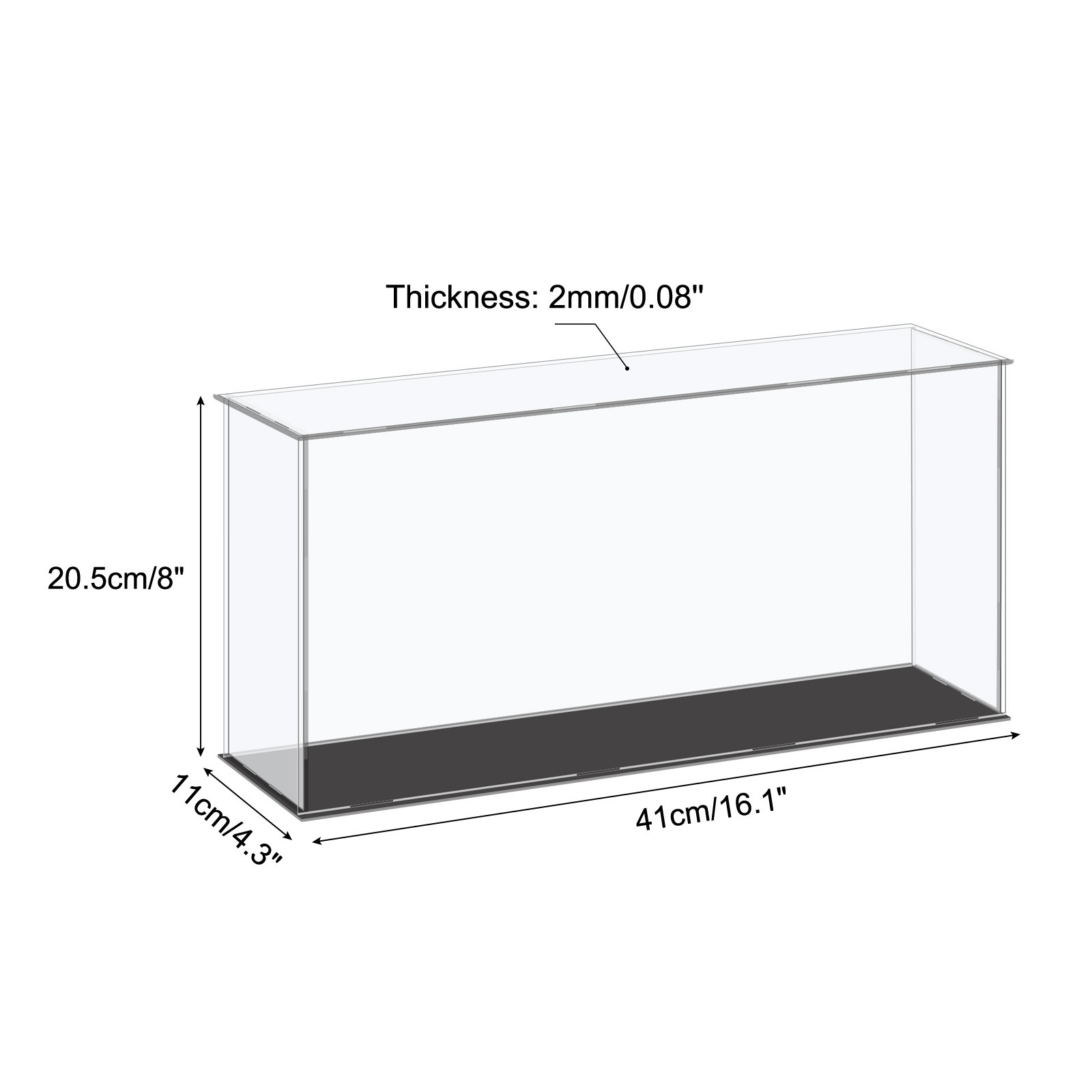 Acrylic Display Case Plastic Box Cube Storage Box Clear 41x11x20.5cm