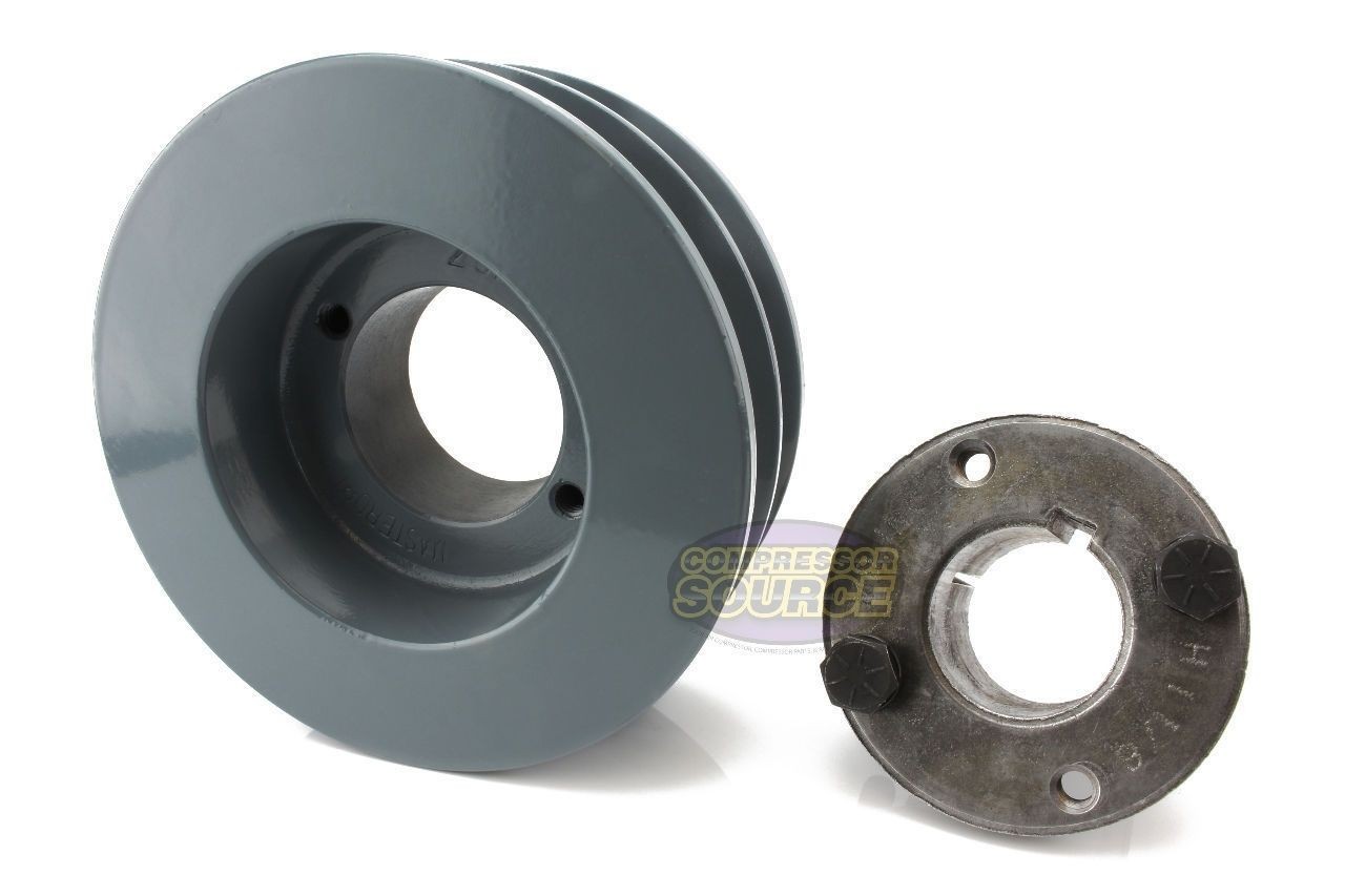 Cast Iron 4.5″ Dual Groove Pulley Belt B Section 5L with 7/8″ Sheave Bushing
