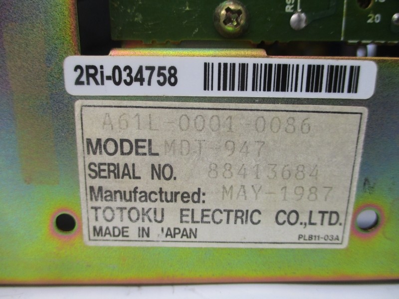 TOTOKU ELECTRIC A61L-0001-0086 MDT-947 UNMP