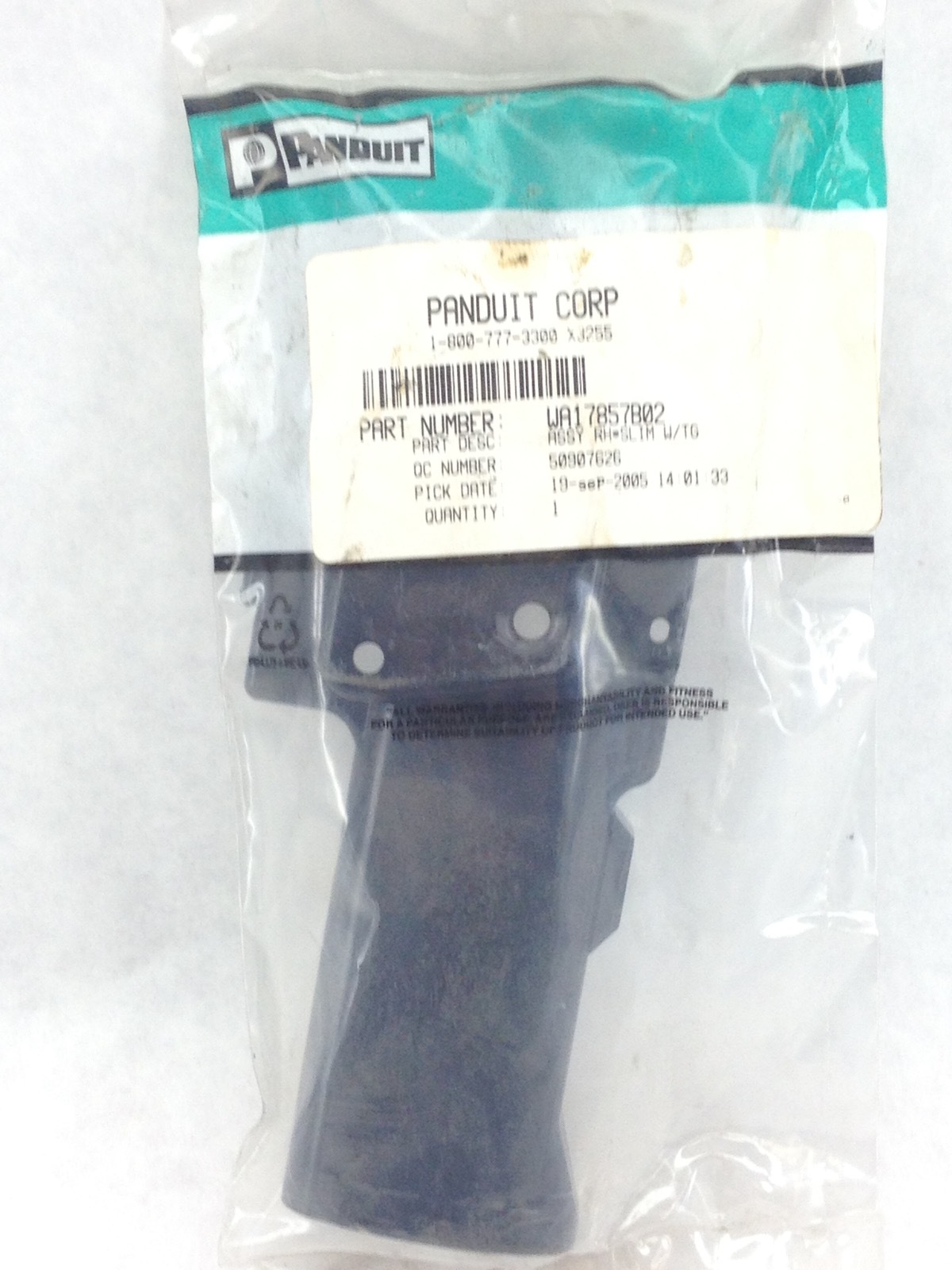 NEW! PANDUIT WA17857B02 SLIM W/TG RH ASSEMBLY, BLACK FAST SHIP!!! (H157)