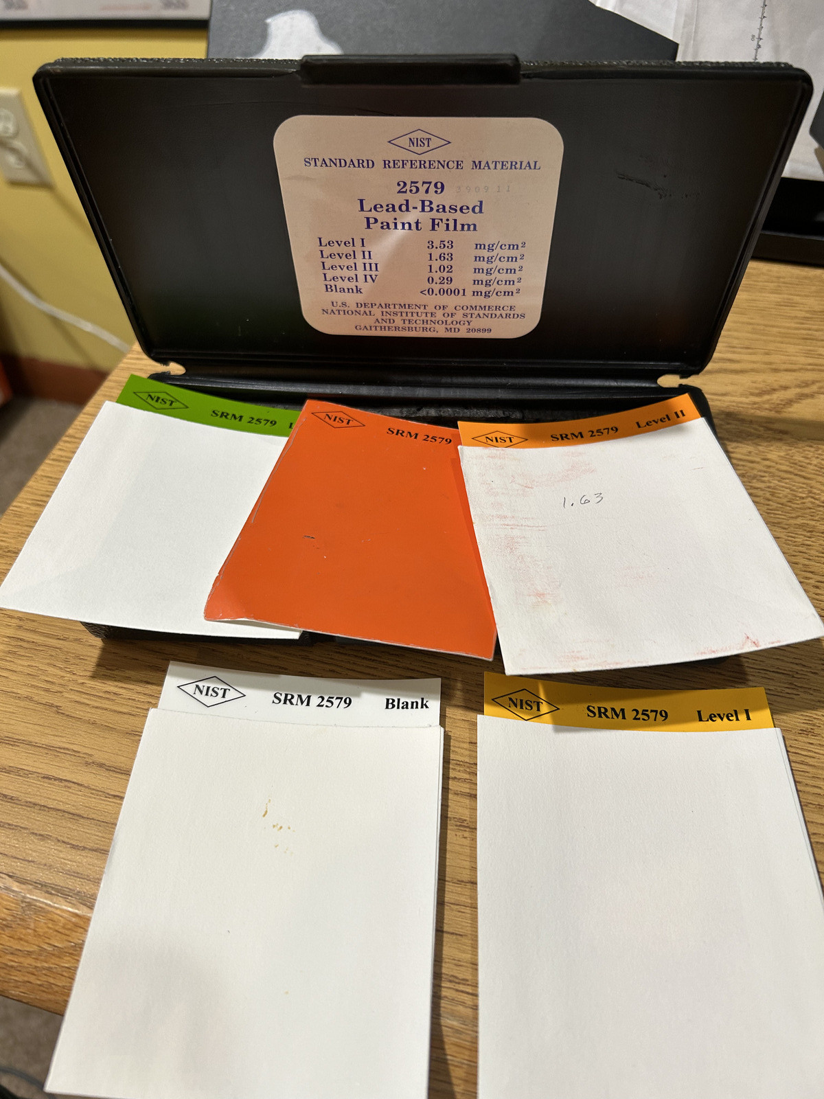 NIST SRM 2579 LEAD BASED PAINT FILM LEVEL I to IV and BLANK for PXRF