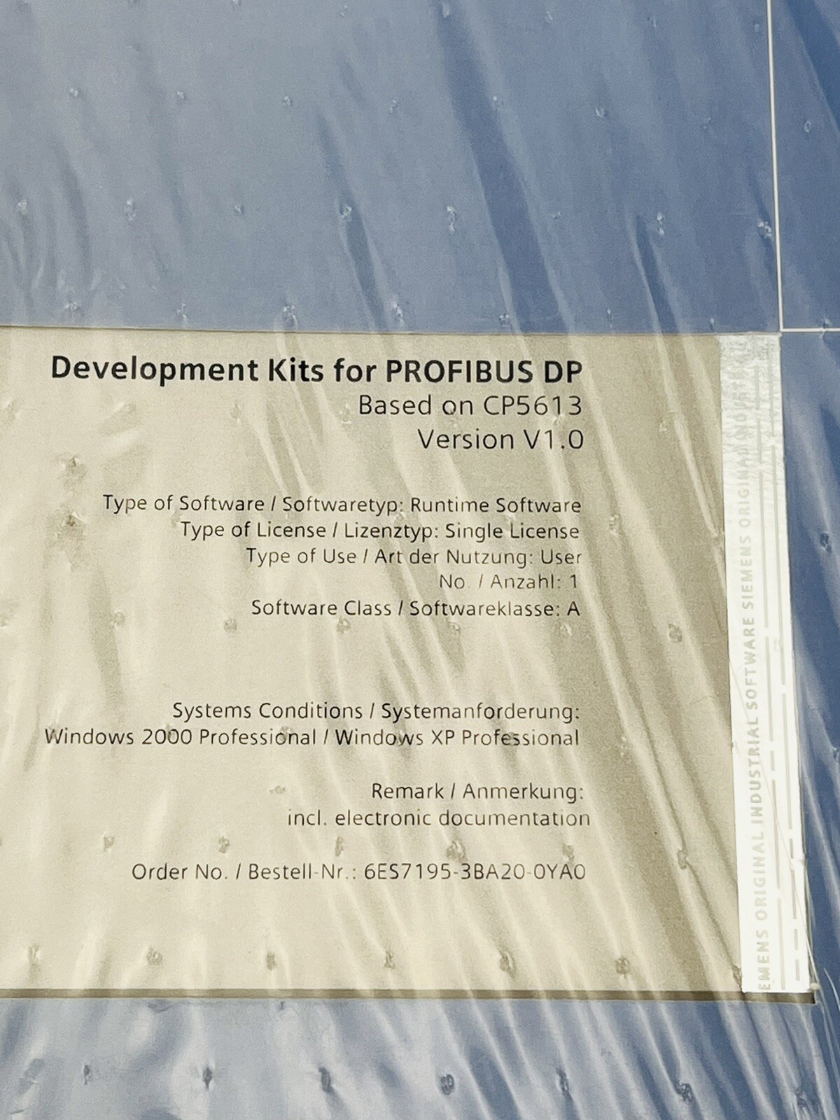 New! Siemens 6ES7195-3BA20-0YA0 Simatic Software Development Kits PROFIBUS DP