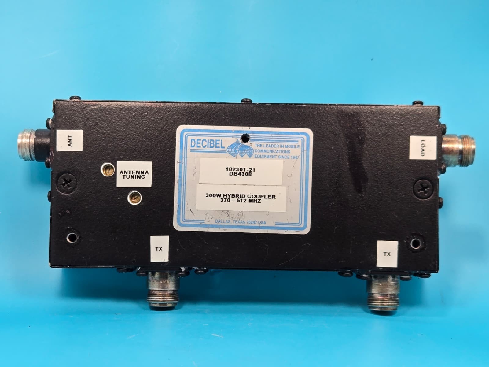 Decibel Products DB4308 300W Hybrid Coupler 370–512 MHz UHF Made in USA