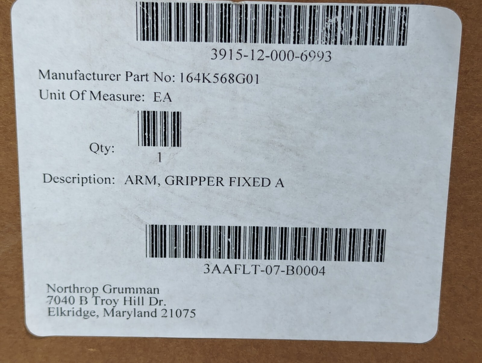 3915-12-000-6993 164K568G01 Fixed Gripper Arm (A)
