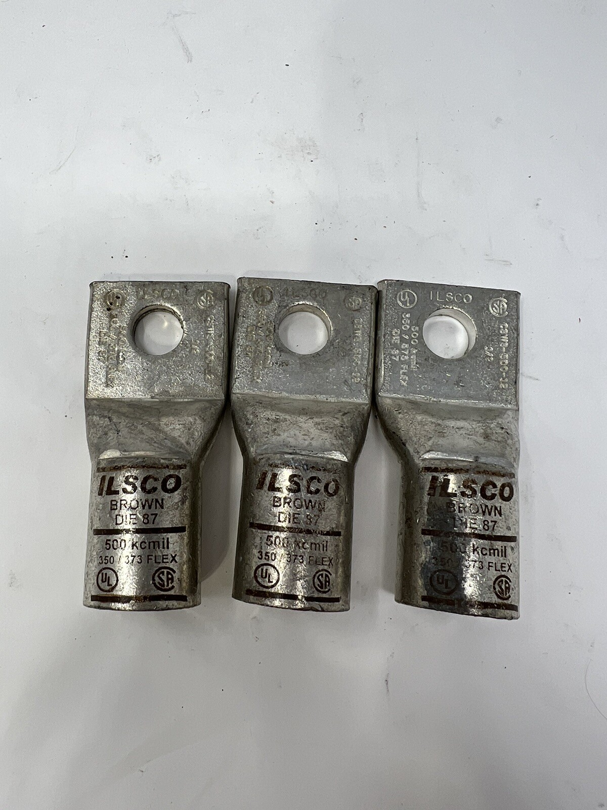 BURNDY BROWN DIE 87 SINGLE HOLE COMPRESSION LUG! NEW! Set of 3 Ships Free!!!