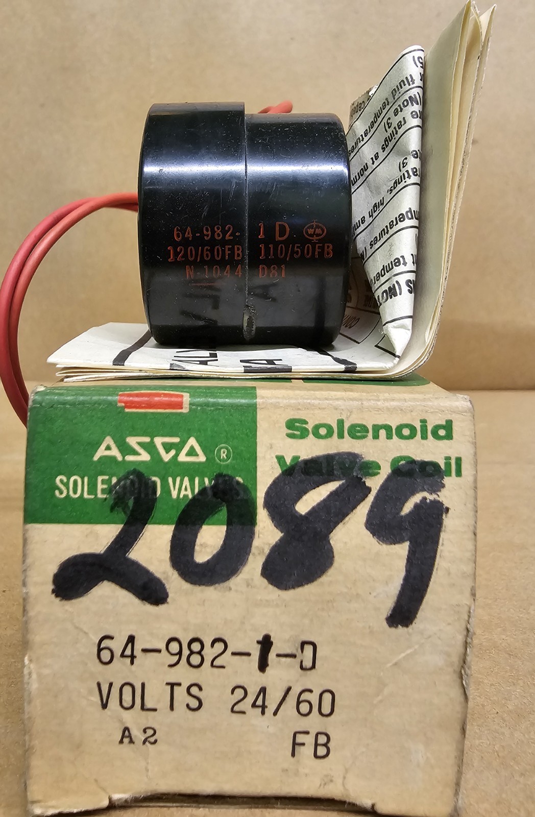 ASCO RED HAT 64-982-1-D SOLENOID VALVE COIL