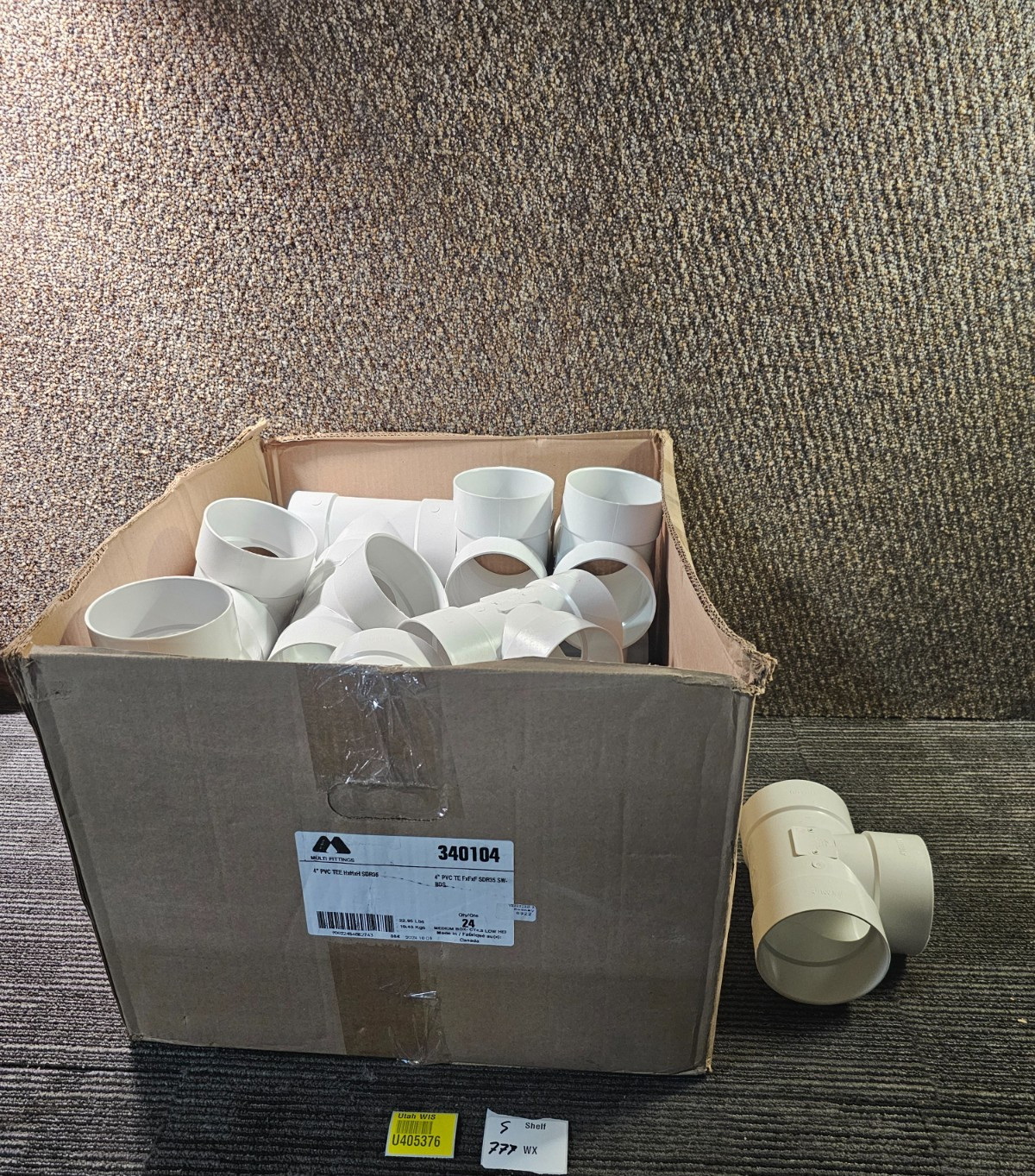 (QTY 24) Multi-Fittings 340104 4″x4″x4″ All Hub Connection Sewer SDR 35 PVC Tee