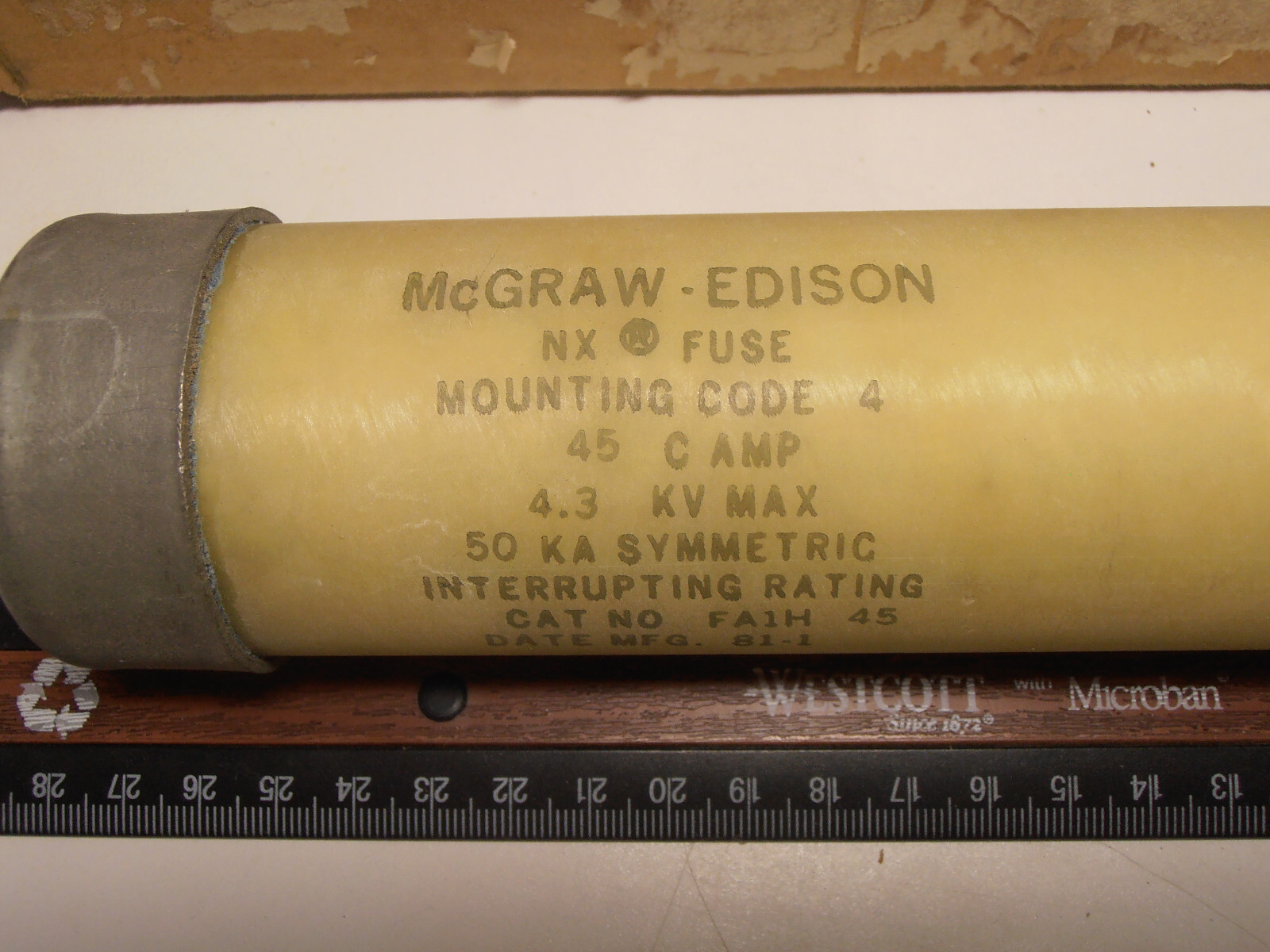 McGraw-Edison FA1H145 45 Amp 4.3KV Current Limiting Fuse Tested NOS Open Box 