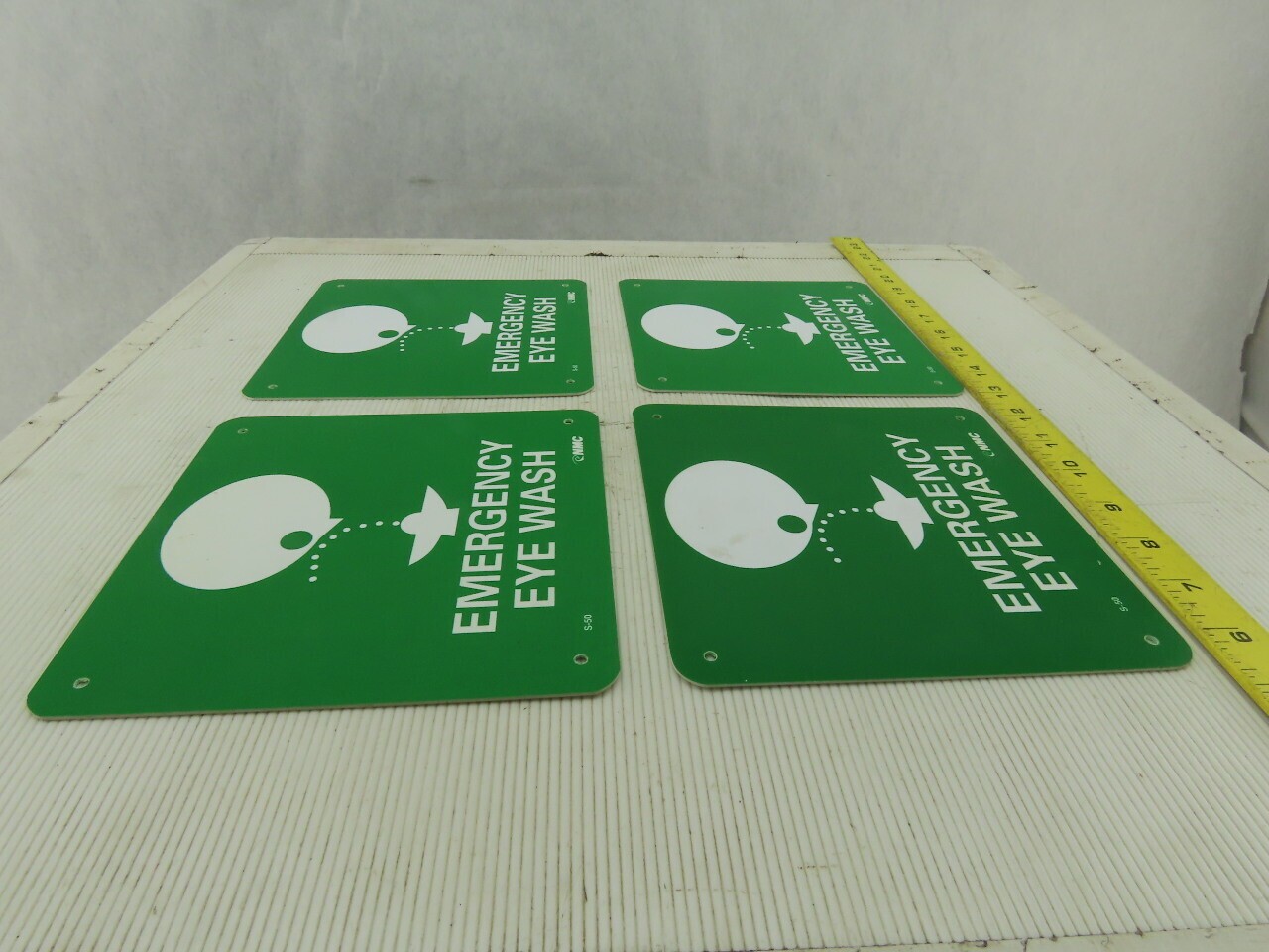NMC S50R Emergency Eye Wash 7″ Long x 7″ Wide Rigid Plastic Safety Sign Lot of 4